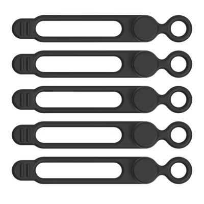 5 vnt. silikoninės kabelių juostos, daugkartinio naudojimo kabelių dirželiai, laido raišteliai, laido laido laikiklis virtuvei, biurui, mokyklai, kelionėms