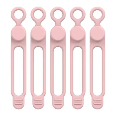 5 vnt. silikoninės kabelių juostos, daugkartinio naudojimo kabelių dirželiai, laido raišteliai, laido laido laikiklis virtuvei, biurui, mokyklai, kelionėms