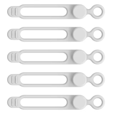 5 vnt. silikoninės kabelių juostos, daugkartinio naudojimo kabelių dirželiai, laido raišteliai, laido laido laikiklis virtuvei, biurui, mokyklai, kelionėms