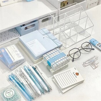 Clear Desk Stand Θήκη Μπάνιου Βούρτσα Μακιγιάζ Οργάνωση Multifunction Stationery Organizer 5Grid Κουτί αποθήκευσης μολυβιού μεγάλης χωρητικότητας