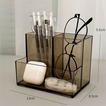 Clear Desk Stand Θήκη Μπάνιου Βούρτσα Μακιγιάζ Οργάνωση Multifunction Stationery Organizer 5Grid Κουτί αποθήκευσης μολυβιού μεγάλης χωρητικότητας