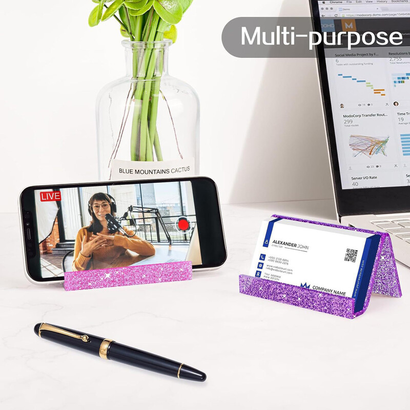 Akrilo blizgučiai, spalvingi vizitinių kortelių laikikliai, staliniai kortelių stovai kortelių laikymo vitrinos lentynos Biuro reikmenys mokyklos dovana