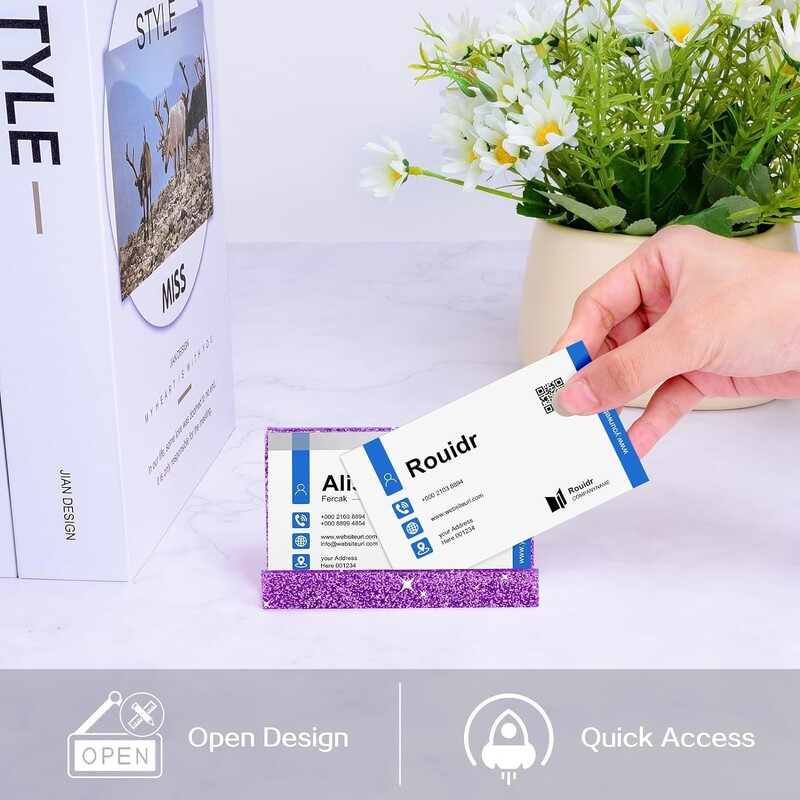 Akrilo blizgučiai, spalvingi vizitinių kortelių laikikliai, staliniai kortelių stovai kortelių laikymo vitrinos lentynos Biuro reikmenys mokyklos dovana