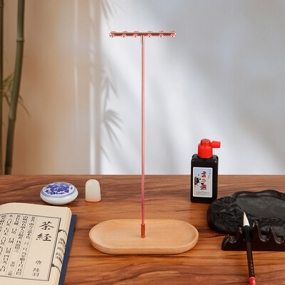 Hiina Zodiac Pintslihoidja Pöögipuu alusega Kalligraafia Rest Tindihoidja 12 konksu Kirjutuspintsli hoidja Kooli kirjatarbed