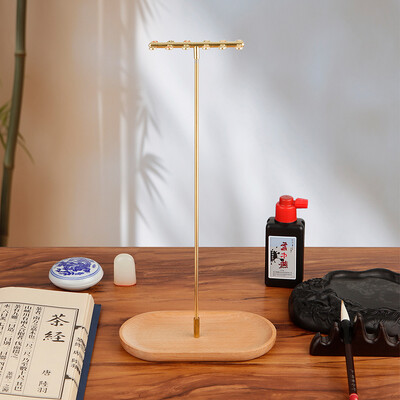 Hiina Zodiac Pintslihoidja Pöögipuu alusega Kalligraafia Rest Tindihoidja 12 konksu Kirjutuspintsli hoidja Kooli kirjatarbed