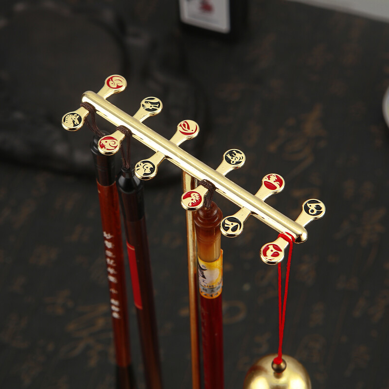 Hiina Zodiac Pintslihoidja Pöögipuu alusega Kalligraafia Rest Tindihoidja 12 konksu Kirjutuspintsli hoidja Kooli kirjatarbed