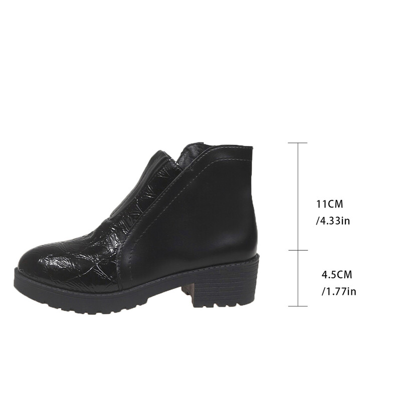 Comerț exterior european și american toamnă și iarnă noi cizme Martin strălucitoare talpă groasă toc gros fermoar lateral dimensiune mare cizme de modă confortabile și versatile pentru femei