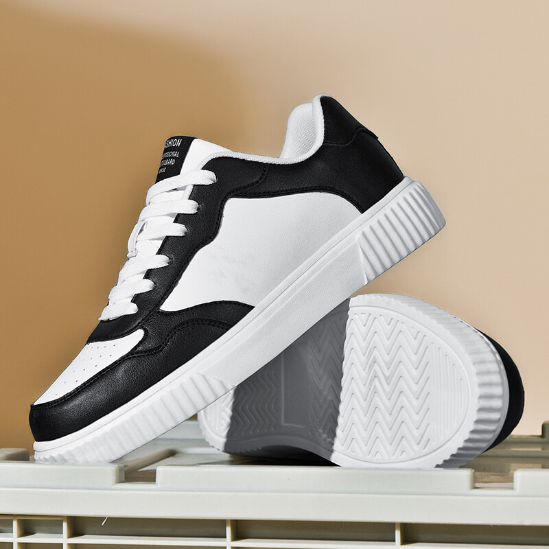 Pantofi de bărbați din piele PU Pantofi sport plat Pantofi vulcanizați Pantofi de sport ocazional respirabili Încălțăminte pentru mers alergare rezistentă la apă