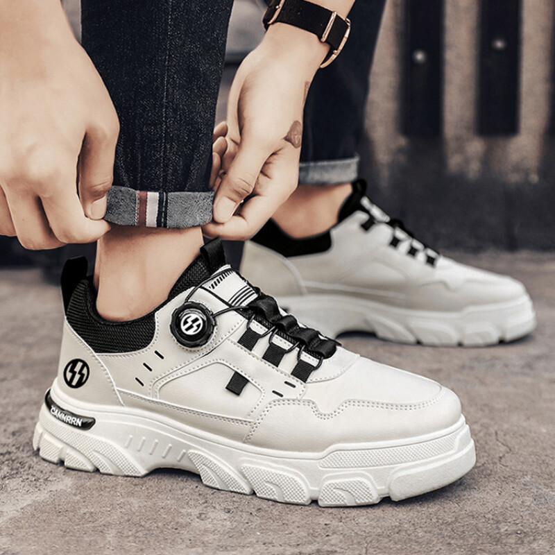 Jesenske muške tenisice Nova prozračna obuća za radnu odjeću Trendi cipele s debelim potplatom Protuklizne bijele ležerne cipele za skejtbord Gležnjače