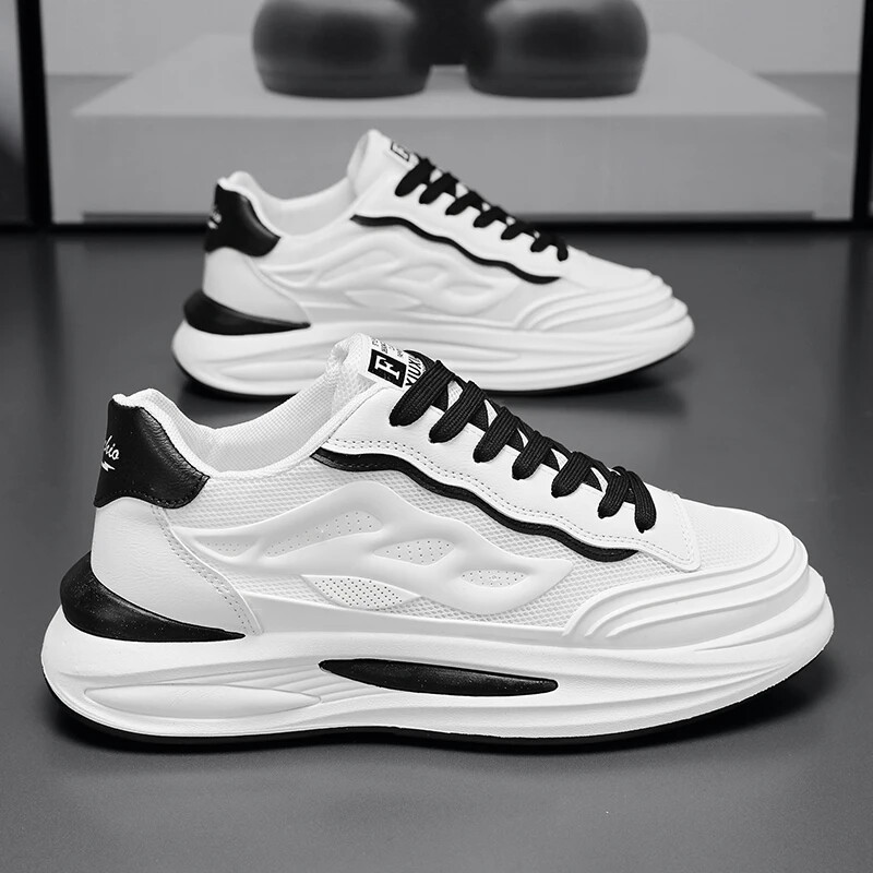 Dizajnerske modne bijele muške ležerne tenisice za van, prozračne, lagane tenisice za trčanje, udobne tenisice na platformi