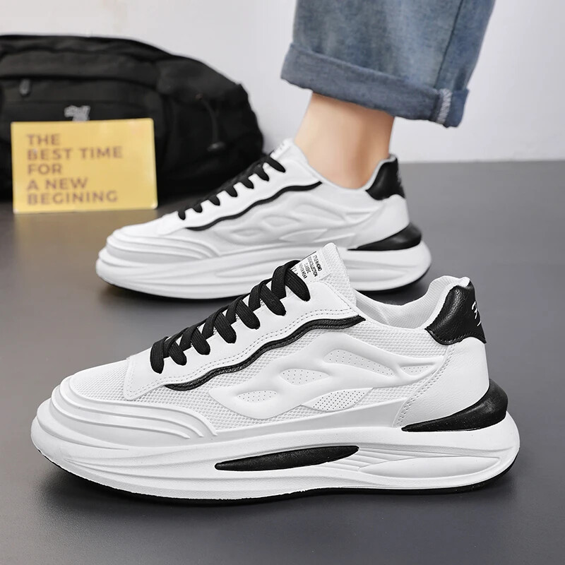 Dizajnerske modne bijele muške ležerne tenisice za van, prozračne, lagane tenisice za trčanje, udobne tenisice na platformi