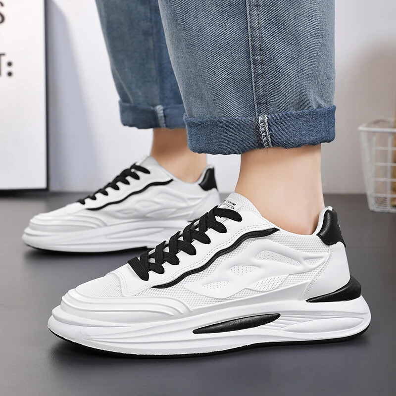 Dizajnerske modne bijele muške ležerne tenisice za van, prozračne, lagane tenisice za trčanje, udobne tenisice na platformi