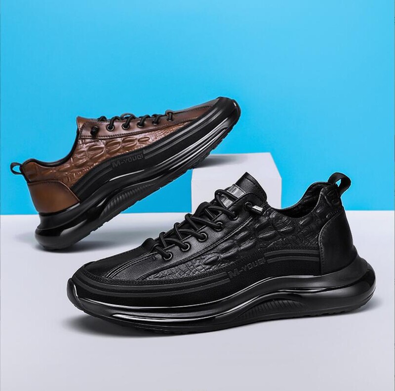 Visokokvalitetne muške kožne ležerne Dialy tenisice s krokodilskim dizajnom Prirodne kožne muške udobne cipele za povećanje visine