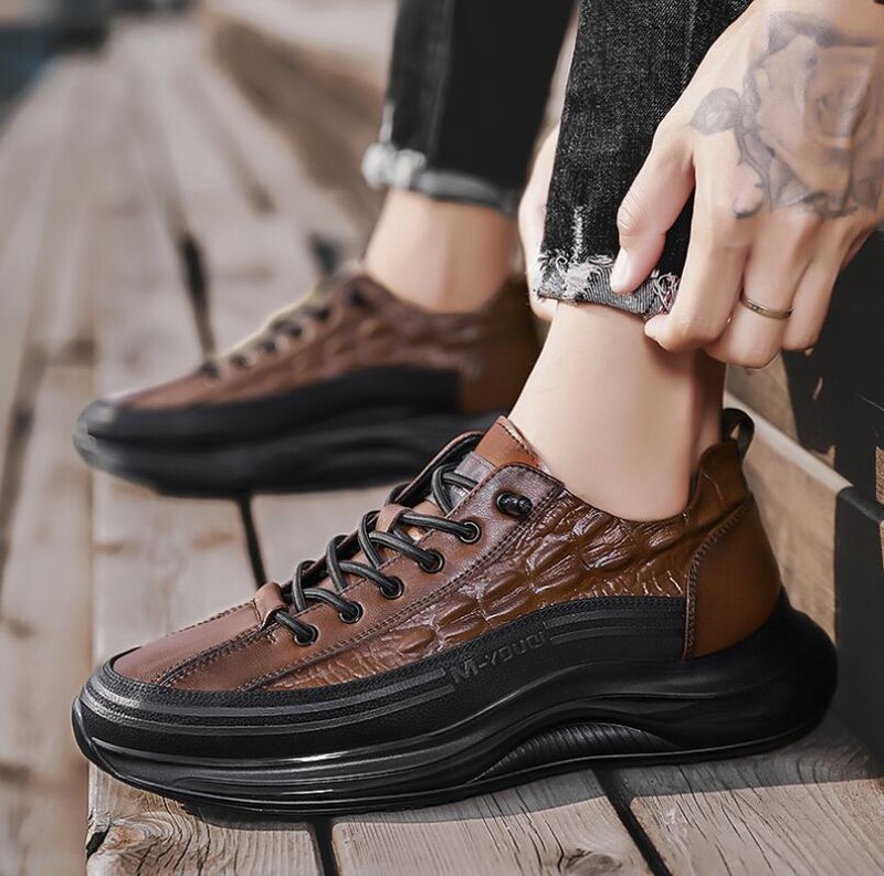 Visokokvalitetne muške kožne ležerne Dialy tenisice s krokodilskim dizajnom Prirodne kožne muške udobne cipele za povećanje visine