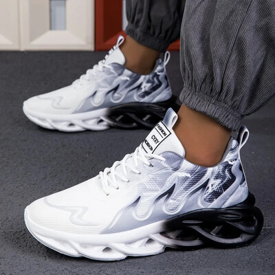 Pantofi sport casual pentru bărbați, respirabili, ușoare, cu imprimeu cu flacără, pantofi sport de vară în aer liber, tenis, alergare, pantofi de drumeție pentru bărbați