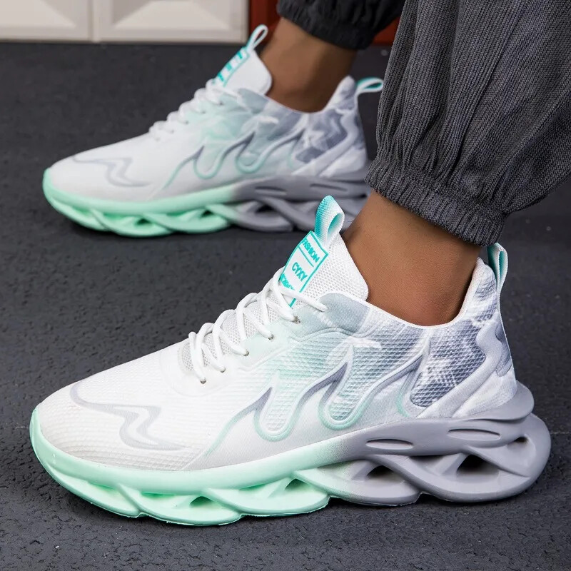 Pantofi sport casual pentru bărbați, respirabili, ușoare, cu imprimeu cu flacără, pantofi sport de vară în aer liber, tenis, alergare, pantofi de drumeție pentru bărbați