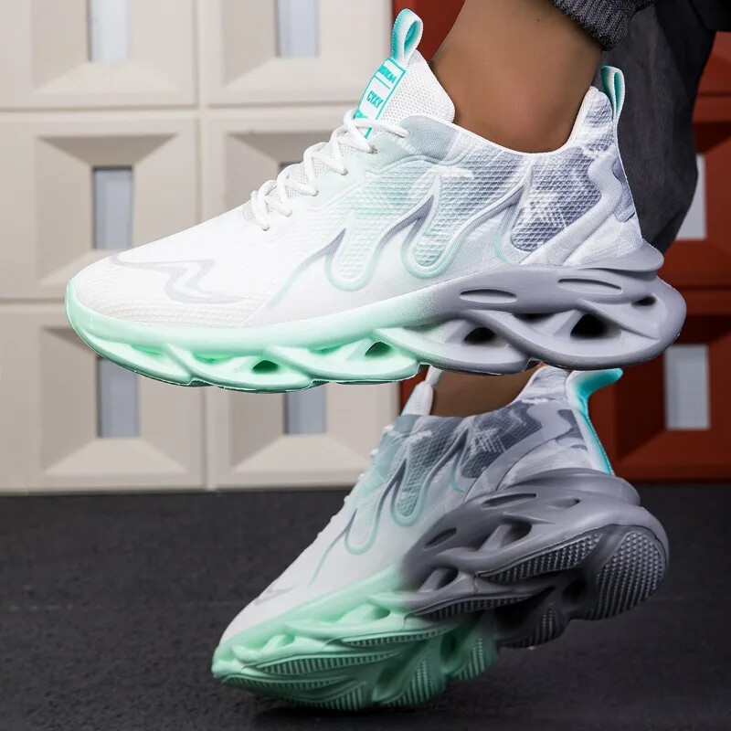 Pantofi sport casual pentru bărbați, respirabili, ușoare, cu imprimeu cu flacără, pantofi sport de vară în aer liber, tenis, alergare, pantofi de drumeție pentru bărbați