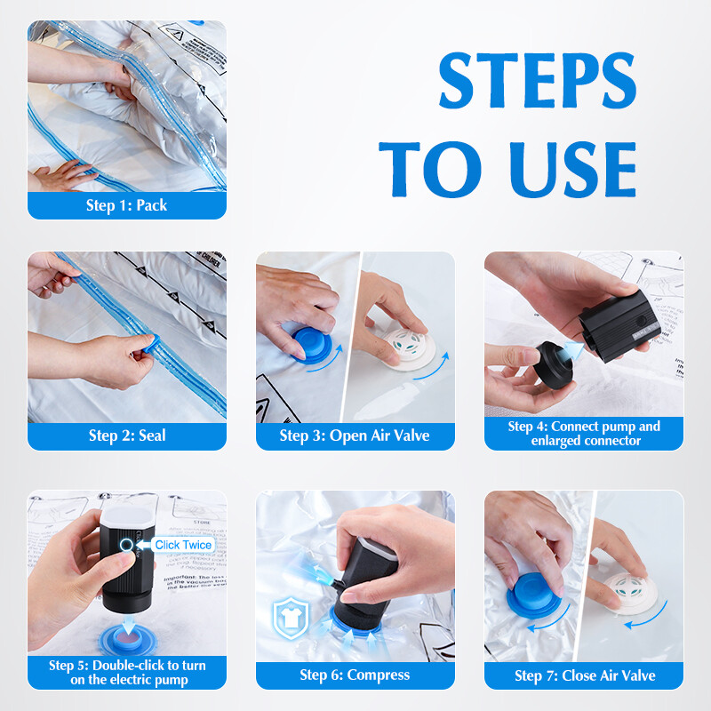 Laidelis elektrinis oro siurblys universaliems vakuuminiams laikymo krepšiams Įkraunamas kelioninis sandarinimo maišelio siurblys kompresiniams drabužių lagaminams