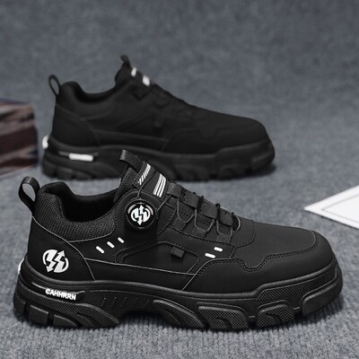 Pantofi pentru bărbați, primăvară, toamnă, noi, înalți, piele casual, cu talpă groasă, la modă, cizme scurte rezistente la uzură, pantofi sport cu platformă