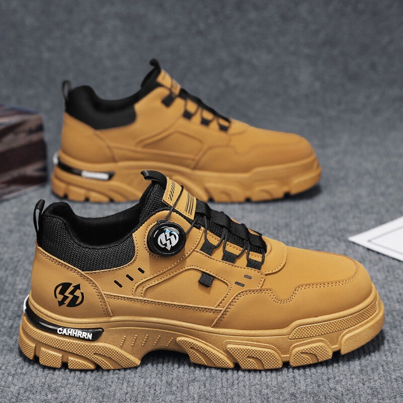 Pantofi pentru bărbați, primăvară, toamnă, noi, înalți, piele casual, cu talpă groasă, la modă, cizme scurte rezistente la uzură, pantofi sport cu platformă