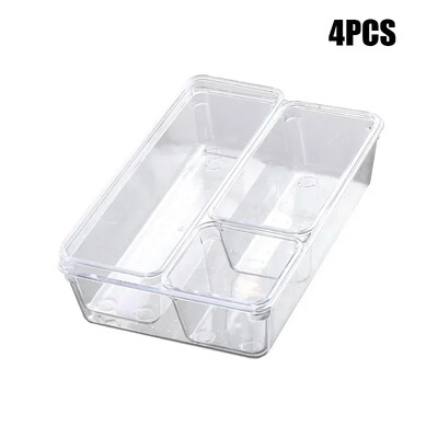 Set organizator de sertare versatile de 7/14 piese - Tăvi și separatoare din plastic transparent în 4 dimensiuni pentru depozitarea perfectă a machiajului și a bucătăriei