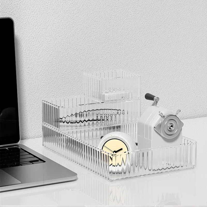 Неограничен комплект органайзери за чекмеджета за бюро Пластмасов органайзер за съхранение на грим в банята Прозрачна прозрачна кутия за съхранение Кошчета Кухненска джаджа