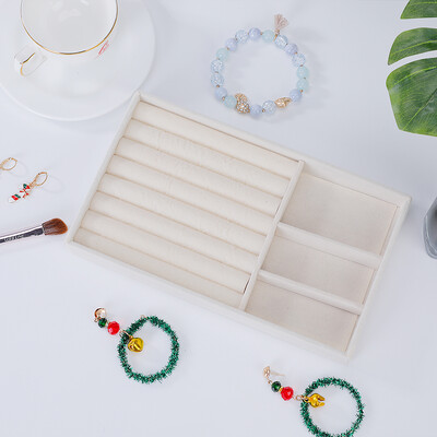 1PC, Flocking Jewelry Box Pladanj za nakit, boja: bež