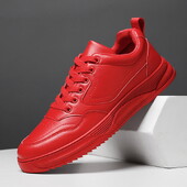 Pantofi pentru bărbați din piele de primăvară de designer, pantofi de înălțime, pantofi pentru adolescent, pantofi pentru adolescent, casual, de înaltă calitate, roșii, anti-alunecare.