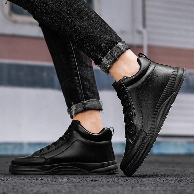 Jaunas liela izmēra vīriešu ikdienas kedas elpojošas ērtas biezas zoles modes vienkrāsainas palielinātas vīriešu kedas