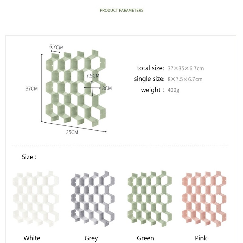 8Pcs/Set Podesivi organizator za ladice, saće, pregrada, pregrada, separator, DIY pregrada za ladice, organizator za donje rublje, čarape