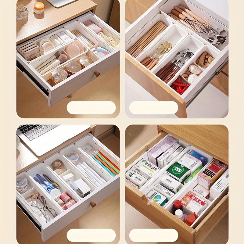 Išplečiamas stalčių laikiklis – specialiai sukurtas kosmetikai ir lūpų dažams laikyti, su išplečiamais skyreliais.