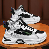 Мъжки памучни обувки с дебела подметка Зимни топли кадифени обувки за ходене Танкетки Ежедневни маратонки Обувки с анимационни графити Удебелени ботуши за сняг