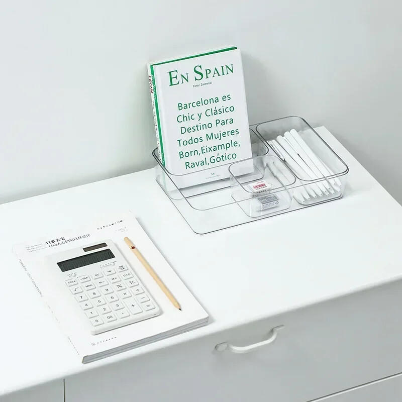 Permatomos dėžutės laikymo tvarkyklės rašomasis stalas plastikinis laikymo dėžė konteineris stalčius organizatorius stalas papuošalų dėžutė makiažo organizatorių dėžutės