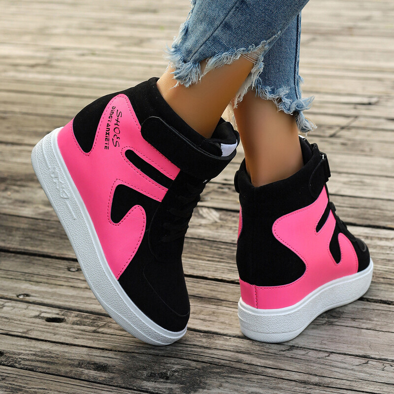 crvene tenisice ženske crne cipele s platformom Vulcanize Ženske visoke tenisice s platformom ženske ležerne cipele na tanke cipele Ženske jesenske cipele