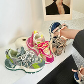 Nove proljetne cipele za odrasle u boji, ležerne cipele, uniseks ružne, slatke mrežaste cipele s debelim potplatom, ženske jesenske neklizajuće sportske cipele 2024.