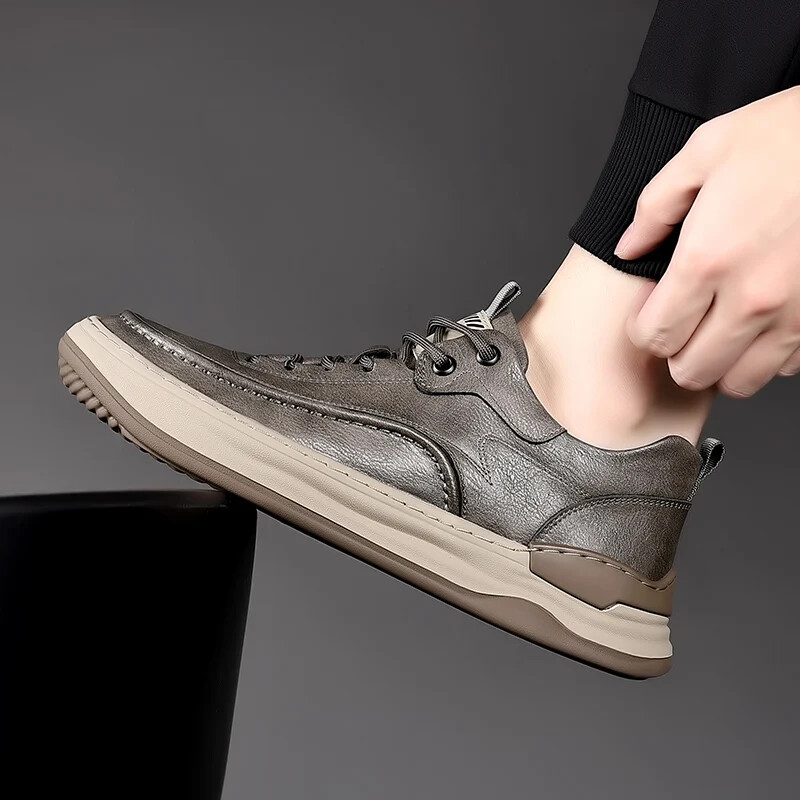 Мъжки обувки от естествена кожа Луксозна марка Ежедневни обувки Мъжки маратонки с връзки Италиански дишащи спортни обувки за тенис Обувки за скейтборд