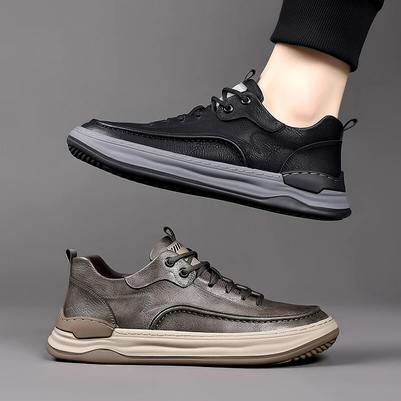 Мъжки обувки от естествена кожа Луксозна марка Ежедневни обувки Мъжки маратонки с връзки Италиански дишащи спортни обувки за тенис Обувки за скейтборд