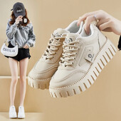 Toamna 2024, stil nou, coreean INS, pentru femei, pentru studenți, cu fund gros, pantofi sport înalți, cu platformă, instantanee casual de stradă