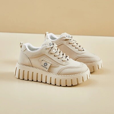 Toamna 2024, stil nou, coreean INS, pentru femei, pentru studenți, cu fund gros, pantofi sport înalți, cu platformă, instantanee casual de stradă