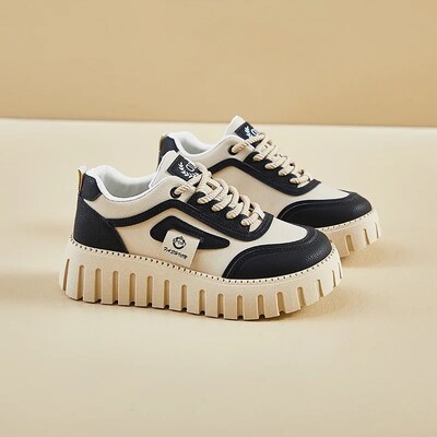 Toamna 2024, stil nou, coreean INS, pentru femei, pentru studenți, cu fund gros, pantofi sport înalți, cu platformă, instantanee casual de stradă