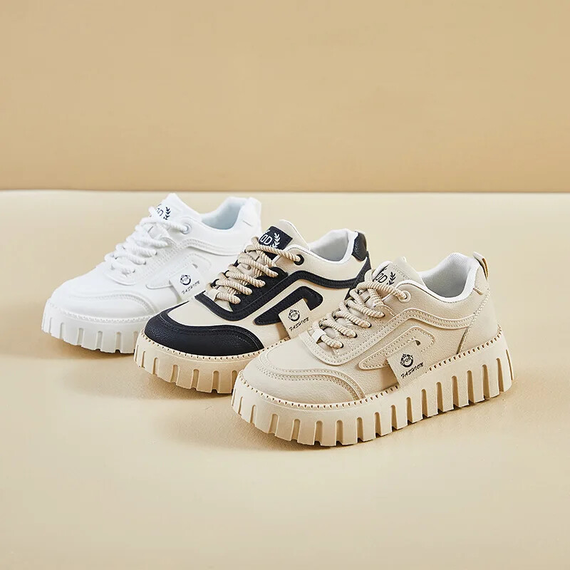 Toamna 2024, stil nou, coreean INS, pentru femei, pentru studenți, cu fund gros, pantofi sport înalți, cu platformă, instantanee casual de stradă