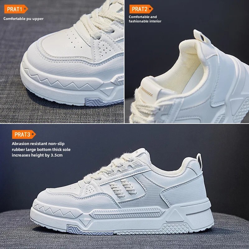 Primăvara 2024, pantofi ocazional noi pentru femei, pantofi de bord pentru studenți, respirabili, în stil coreean la modă, înălțime crescută.