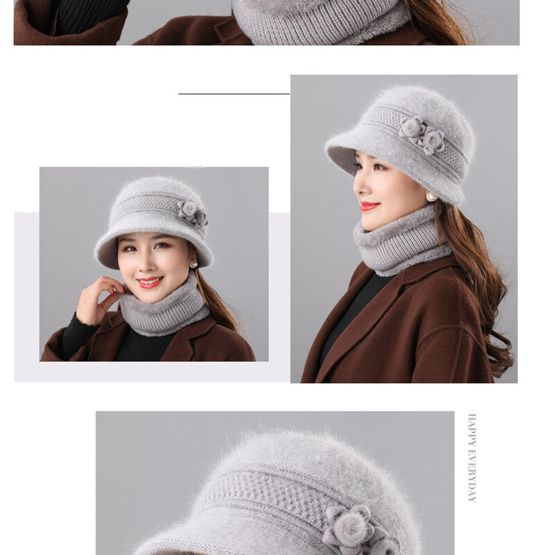 Pălărie din blană de iepure nouă, de ultimă generație, cu catifea și pălărie de iarnă îngroșată, pentru ca mama să se încălzească cu floare de blană de nurcă Pălărie din blană de iepure pentru vârste mijlocii și vârstnici