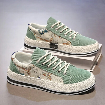 2024 Muške platnene cipele Muške vanjske trendi Tenisice za sve kombinacije Ručno izrađena tkanina Prozračne vulkanizirane cipele Udobne ravne cipele