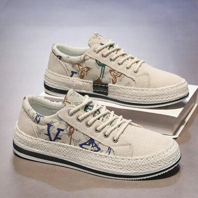 2024 Muške platnene cipele Muške vanjske trendi Tenisice za sve kombinacije Ručno izrađena tkanina Prozračne vulkanizirane cipele Udobne ravne cipele