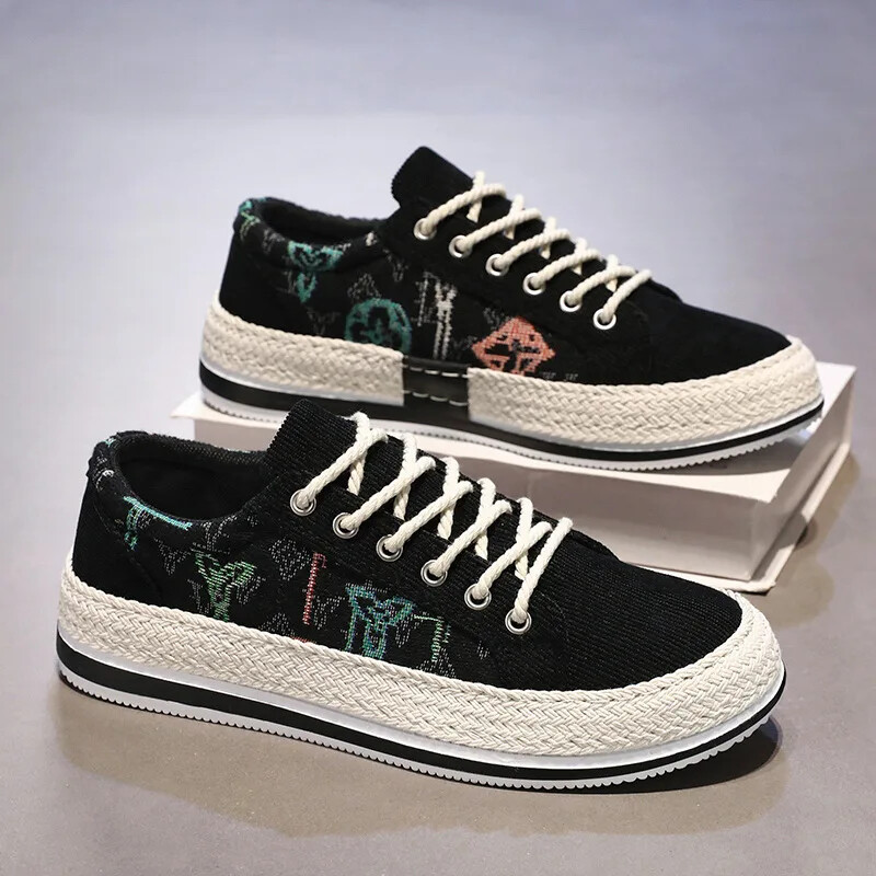 2024 Muške platnene cipele Muške vanjske trendi Tenisice za sve kombinacije Ručno izrađena tkanina Prozračne vulkanizirane cipele Udobne ravne cipele