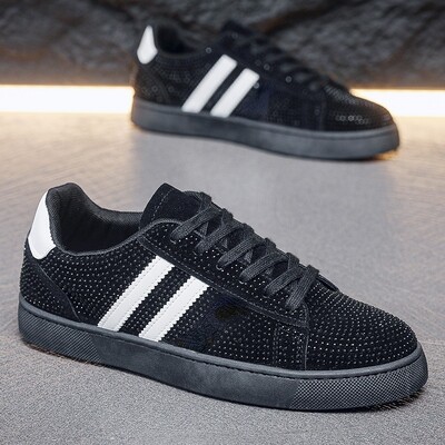 Pantofi ocazional bărbați de designer cu nituri punk pantofi din piele la modă pânză respirabil înălțime mărită platformă plată pantofi albi