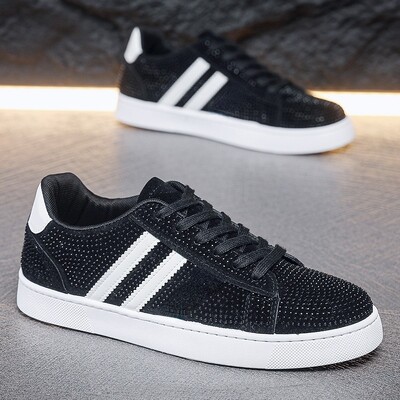 Pantofi ocazional bărbați de designer cu nituri punk pantofi din piele la modă pânză respirabil înălțime mărită platformă plată pantofi albi