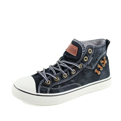 Jeftina rasprodaja muške visoke ležerne cipele Retro plave vulkanizirane cipele Muške udobne prozračne ravne platnene tenisice Muški zapatos hombre