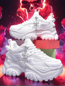 Moda dama casual vulcanizat pantofi alb pur platforma tocuri femei Halloween punk stil pantofi sport usori dama